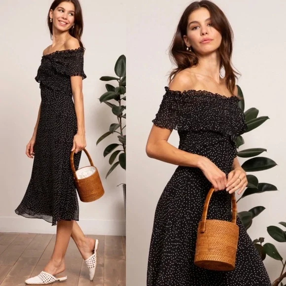 LUCY PARIS Polka Dot Off Shoulder Dorothy Dress - Picture 2 of 16